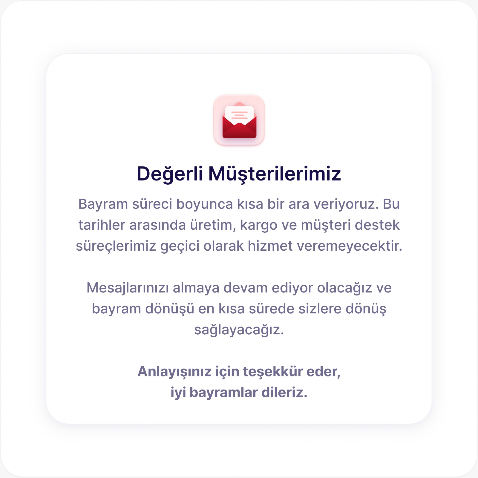 Bayram Bilgilendirme